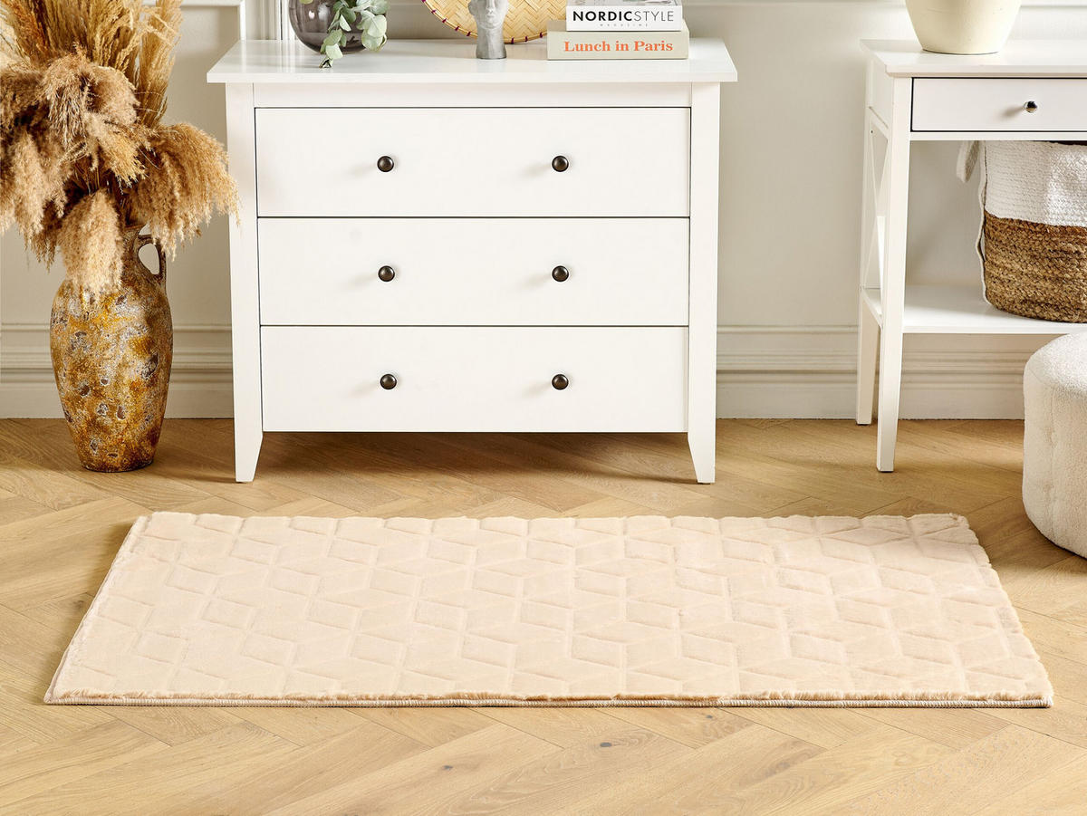 SHAGGY-KUNSTFELLTEPPICH Thatta 150/80 cm - Beige, Kunststoff (80/150cm) - Beliani