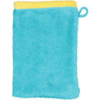 WASCHLAPPEN LIFESTYLE SPLASH 7071 TÜRKIS/APRICOT - 15 - Blau, Textil (16/22cm) - Cawoe