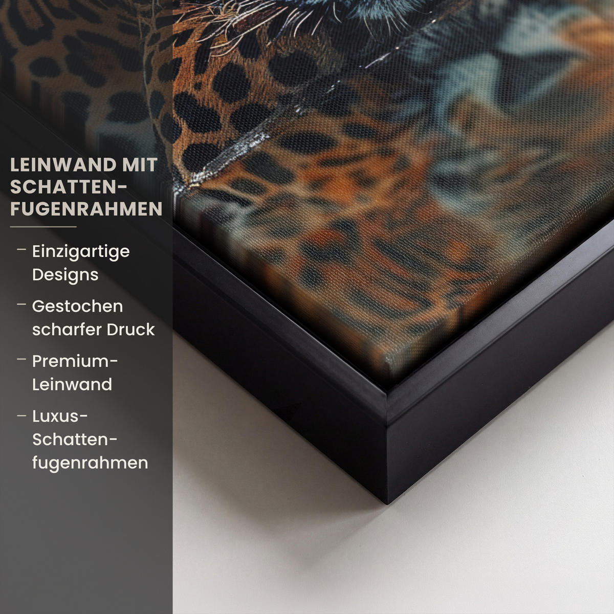 LEINWAND Bilder mit Rahmen - Natur - Leopard - Tier - Sonnenuntergang - Modern - 20x30 - Orange, Textil (20/30cm) - MuchoWow