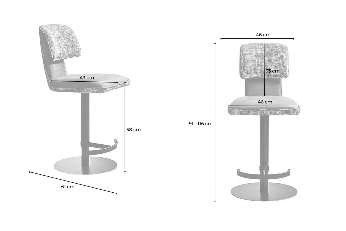 BARHOCKER LILIANA Grün Webstoff Drehbar (360°) (1er-Set) - Grün, Kunststoff/Textil (46/91/61cm) - KAWOLA