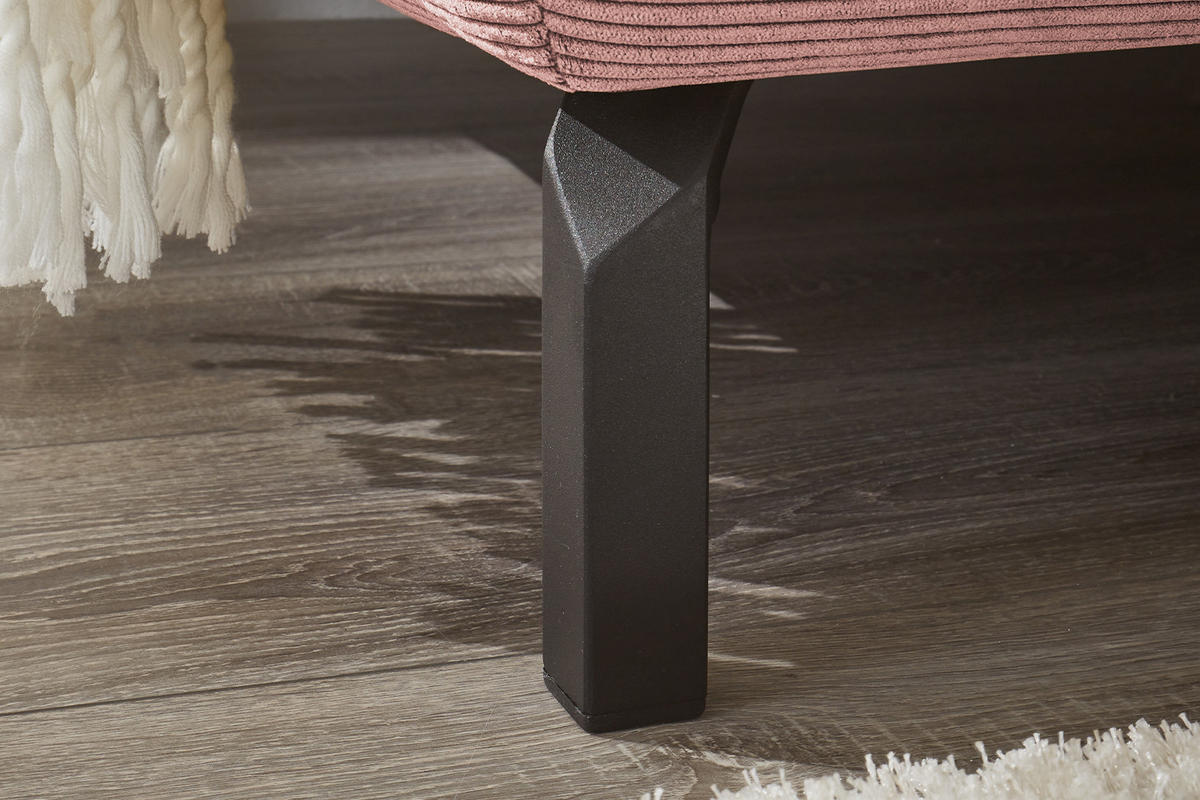 ECKSOFA MIT MOTORISCHEM SITZVORZUG DELIA Pink Cord - Pink/Schwarz, Textil/Metall (276/219cm) - KAWOLA