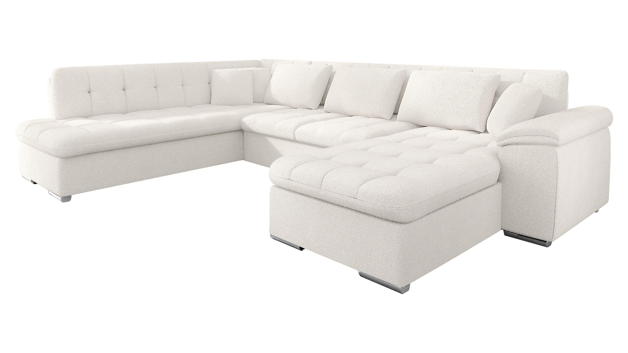 WOHNLANDSCHAFT Niko Bis Premium, Seite: Rechts - Creme, Holz/Textil (348/76/205cm) - MIRJAN24