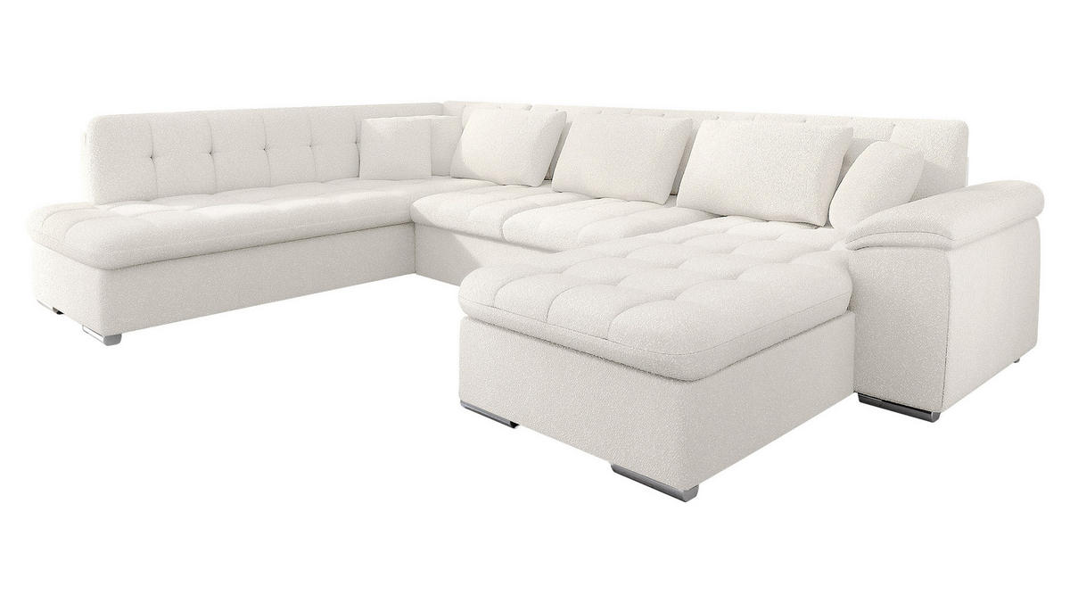 WOHNLANDSCHAFT Niko Bis Premium, Seite: Rechts - Creme, Holz/Textil (348/76/205cm) - MIRJAN24