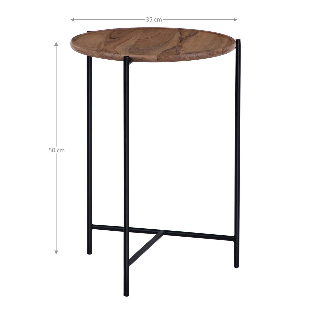 BEISTELLTISCH 2er Set Ø40x55 cm/Ø35x50 cm Natur-Schwarz aus Mangoholz - Naturfarben, Holz (55/40/55cm) - WOMO-DESIGN