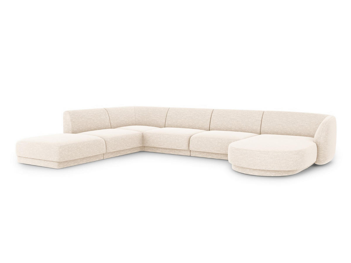 PANORAMASOFA links Miley aus Chenille-Stoff leichtes beige 6 Sitzplätze - Creme, Textil (255/70/330cm) - Micadoni