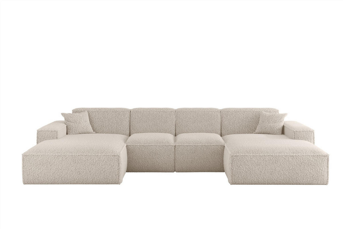 WOHNLANDSCHAFT Celes Premium Xs Sven - Creme, Holzwerkstoff/Textil (342/73/165cm) - Fun Möbel