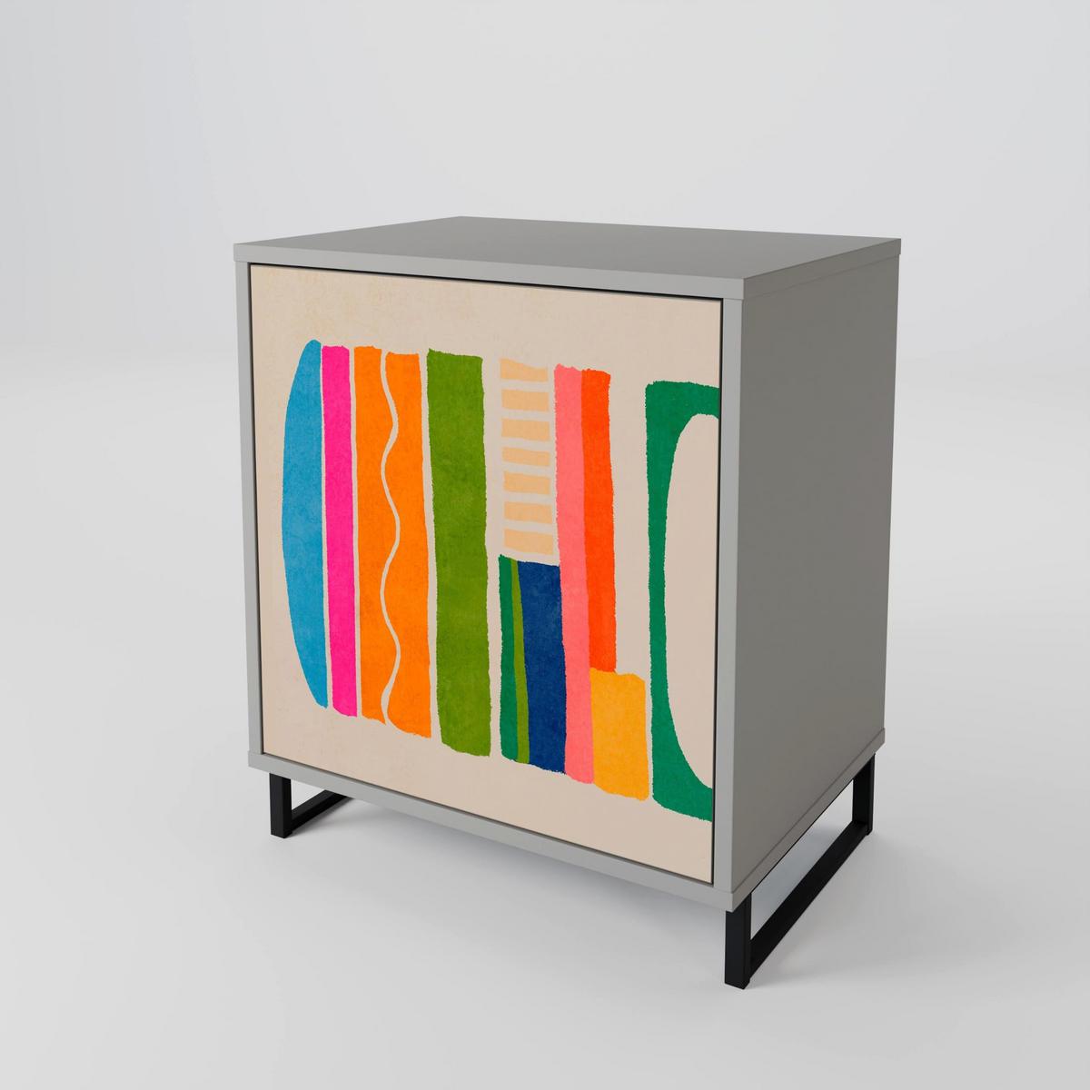 SIDEBOARD GEOMETRIC SHINE, Grau, 57,5x42x57,5 cm, Ohne Füße - Multicolor/Grau, Holzwerkstoff (57.5/57.5/42cm) - SpaceRebels