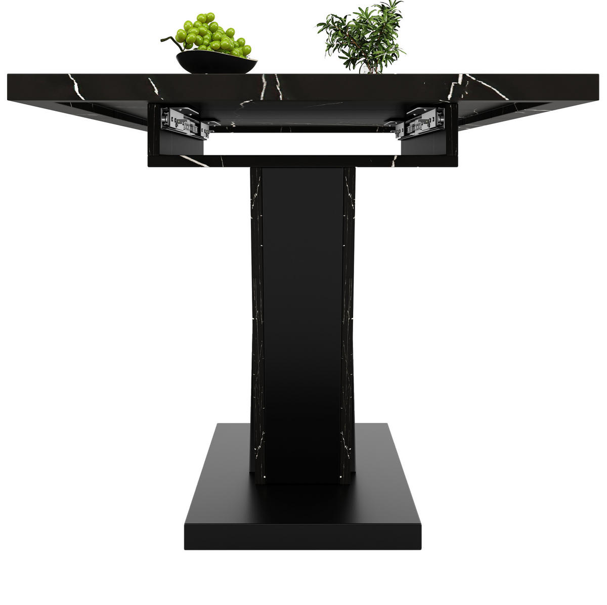 ESSTISCH 120/160/75,5 cm in Schwarz mit Marmordekor und Ausziehfunktion - Schwarz, Holzwerkstoff (160/75/75.5cm) - Flora Grace