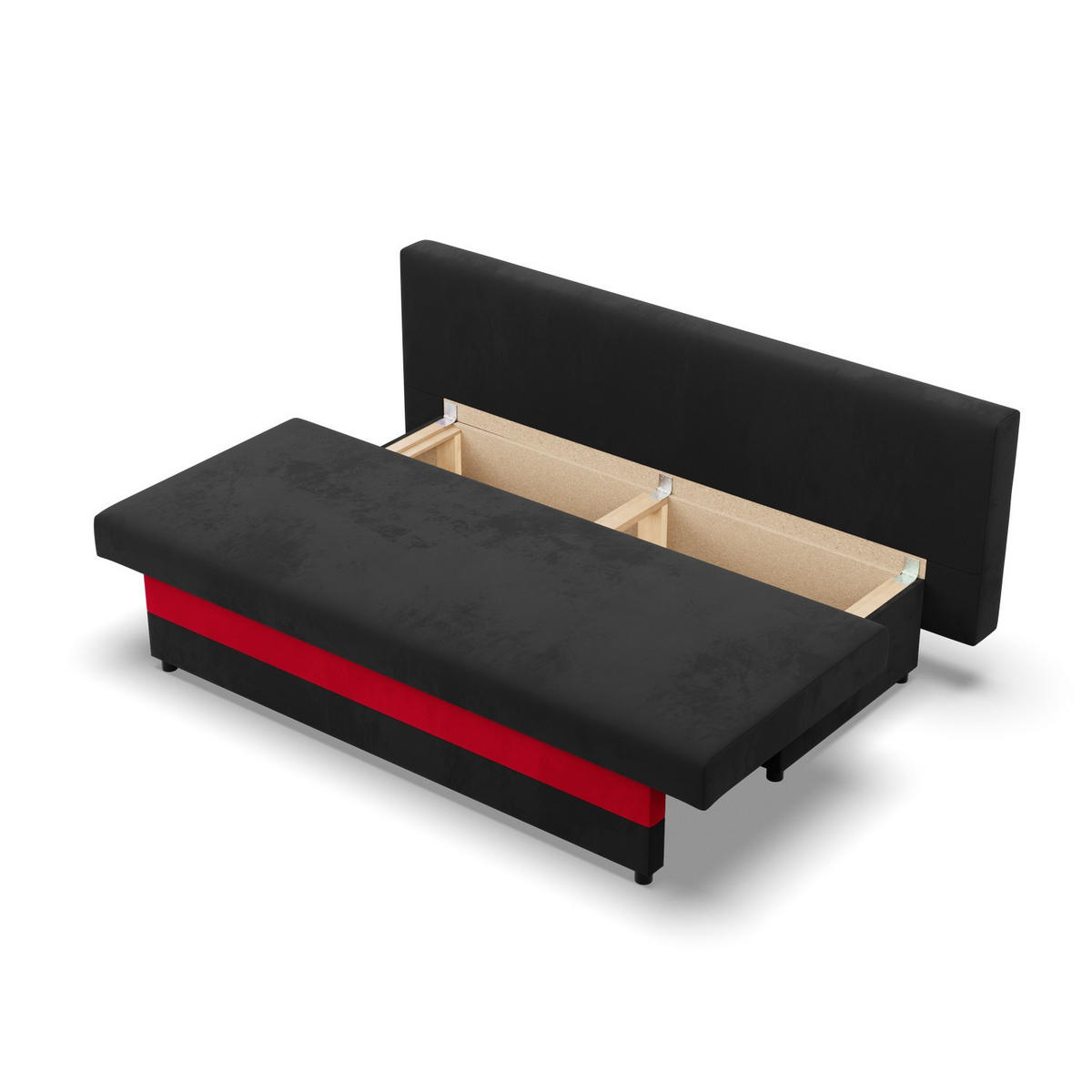 SOFA 3-SITZER MIT SCHLAFFUNKTION NOLA Schwarz/Rot - Rot/Schwarz, Textil (86/85/191cm) - Mebligo