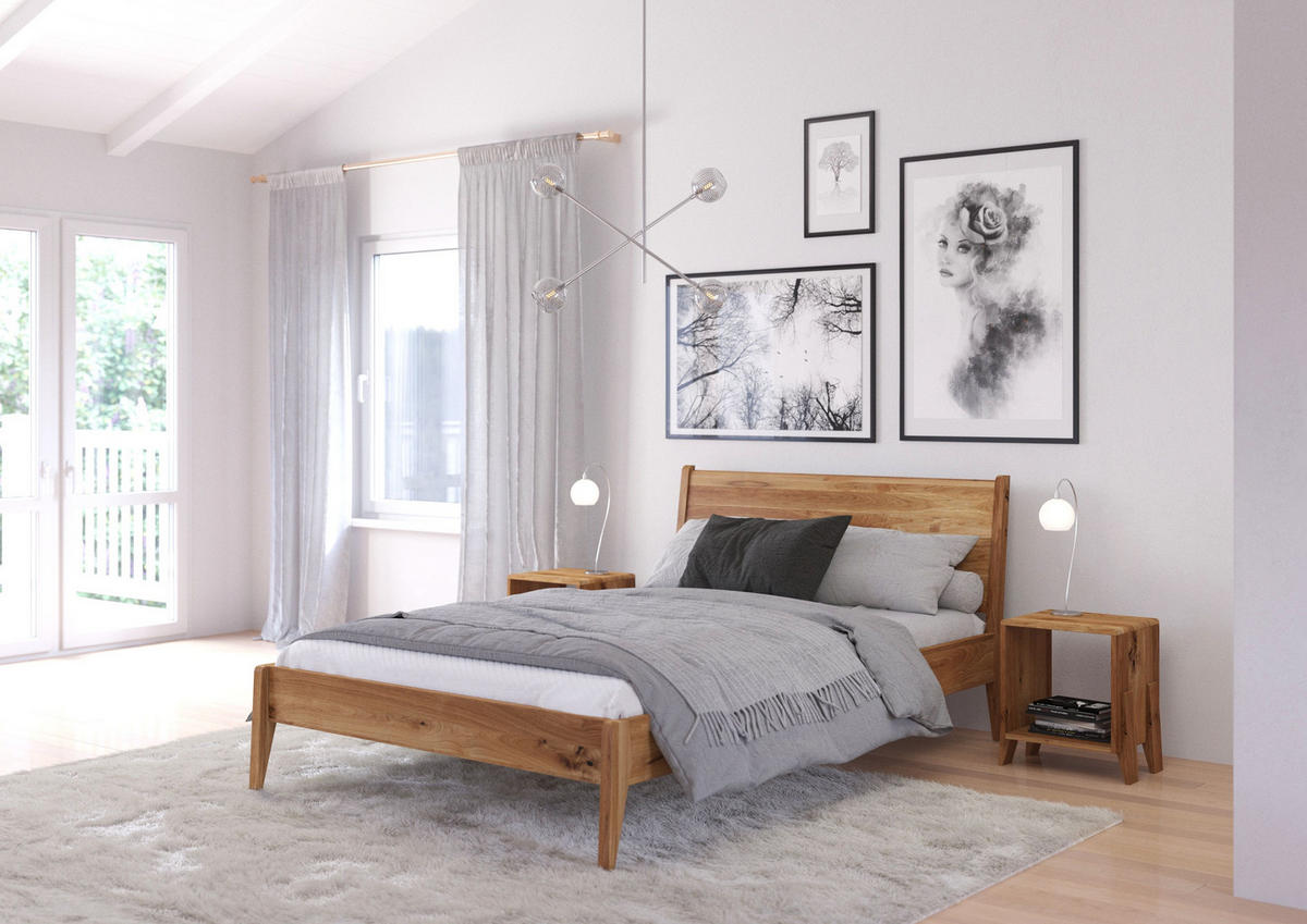 MASSIVHOLZBETT Radom 180/200 in Naturfarben, Eiche-lackiert - Eichefarben, Eichenholz/Holz (180/200cm) - Visby