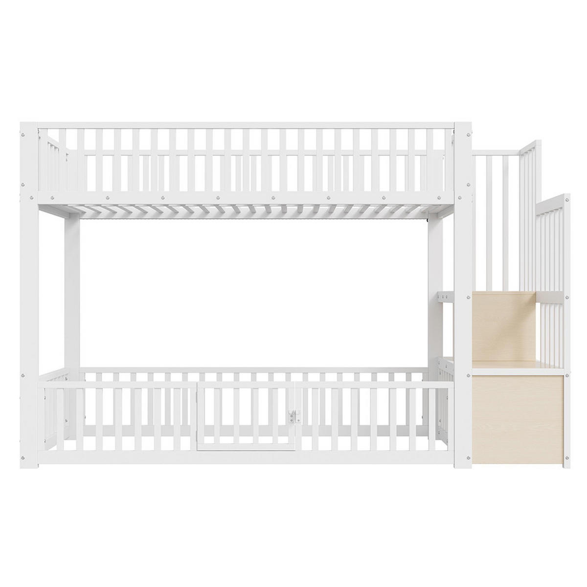 ETAGENBETT 90x200 cm mit Stauraumleiter und mit LED, Weiß - Weiß, Metall (90/200cm) - KOMHTOM