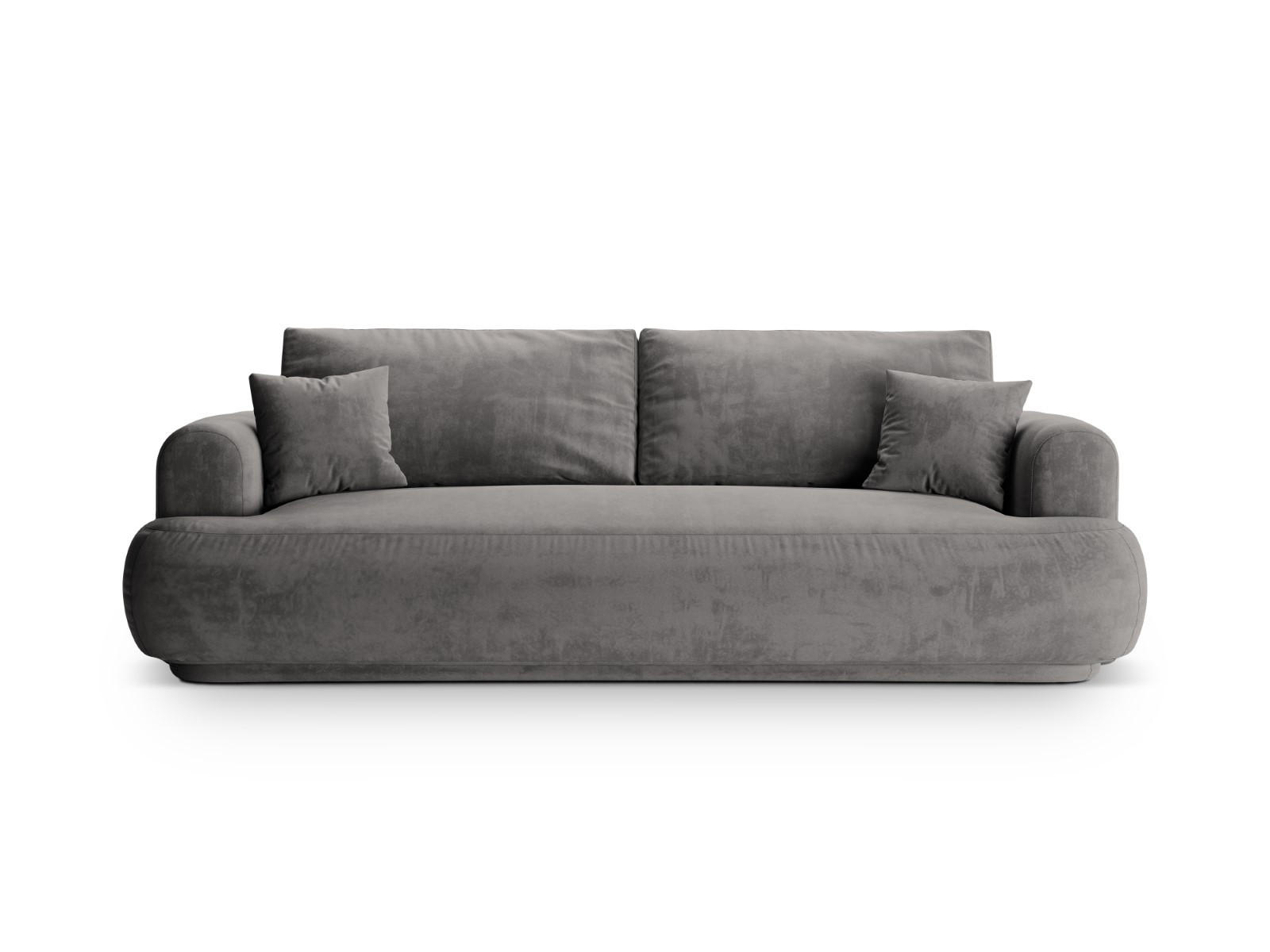 SOFA ausklappbar mit Bettkasten Ella aus Samt grau 3 Sitzplätze - Grau, Textil (271/94/108cm) - Micadoni
