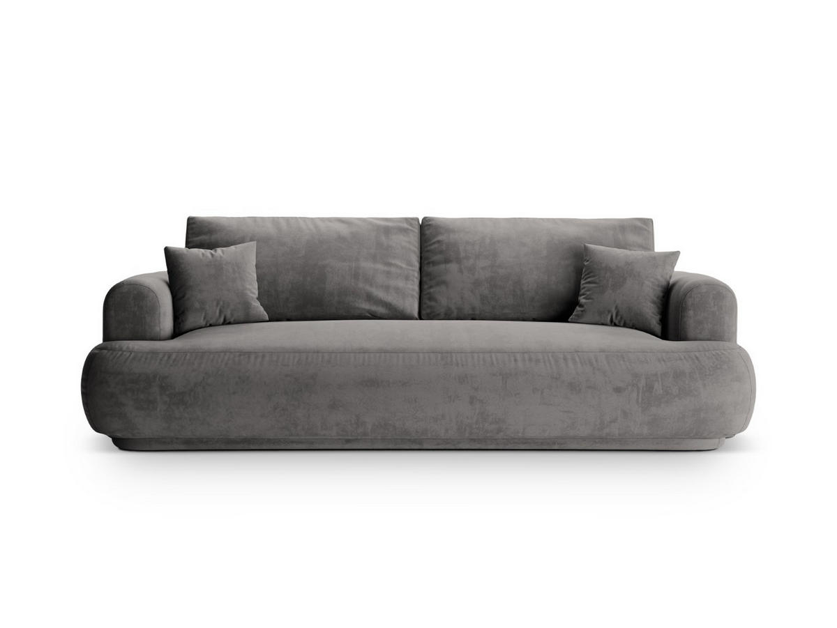 SOFA ausklappbar mit Bettkasten Ella aus Samt grau 3 Sitzplätze - Grau, Textil (271/94/108cm) - Micadoni