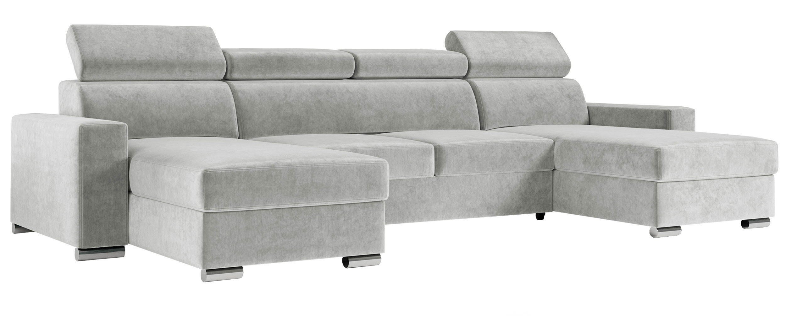 WOHNLANDSCHAFT FOX U Grau - Velvet - Silberfarben/Grau, Kunststoff/Textil (306/98/168cm) - MKS