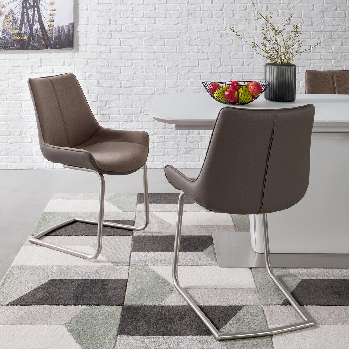 FREISCHWINGER - 2er-Set - Kunstleder - Braun, Kunststoff/Textil (54/89/60cm) - home24