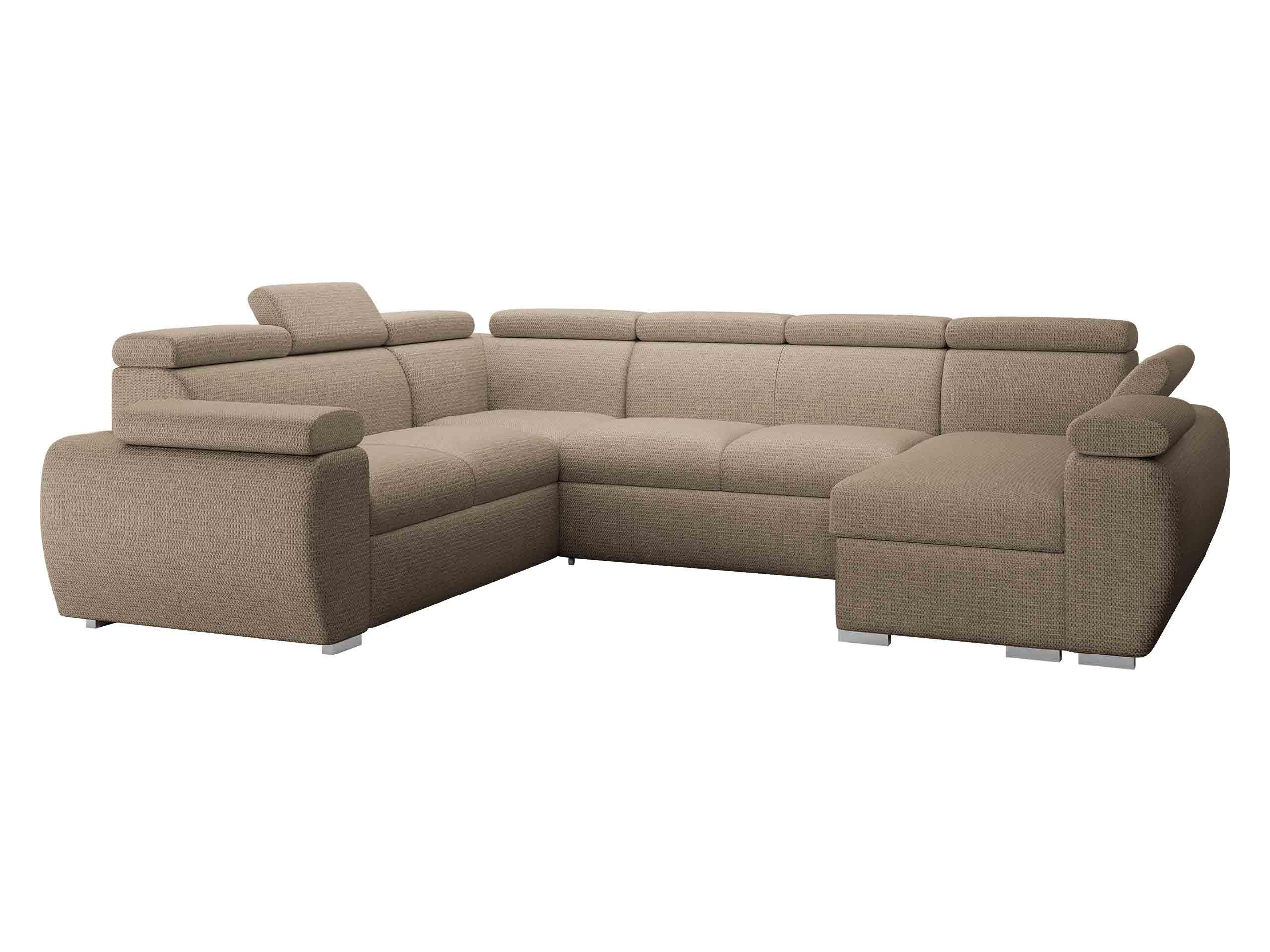 WOHNLANDSCHAFT Boston U, Seite: Rechts - 2R+R+2P+LC - Chromfarben/Beige, Holz/Textil (325/98/260cm) - MIRJAN24