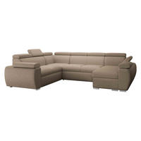 WOHNLANDSCHAFT Boston U, Seite: Rechts - 2R+R+2P+LC - Chromfarben/Beige, Holz/Textil (325/98/260cm) - MIRJAN24