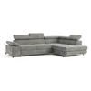 ECKSOFA FAVIEN R-S Hellgrau Velours-Stoff mit Schlaffunktion - Hellgrau, Holz (257/190cm) - MASSENO