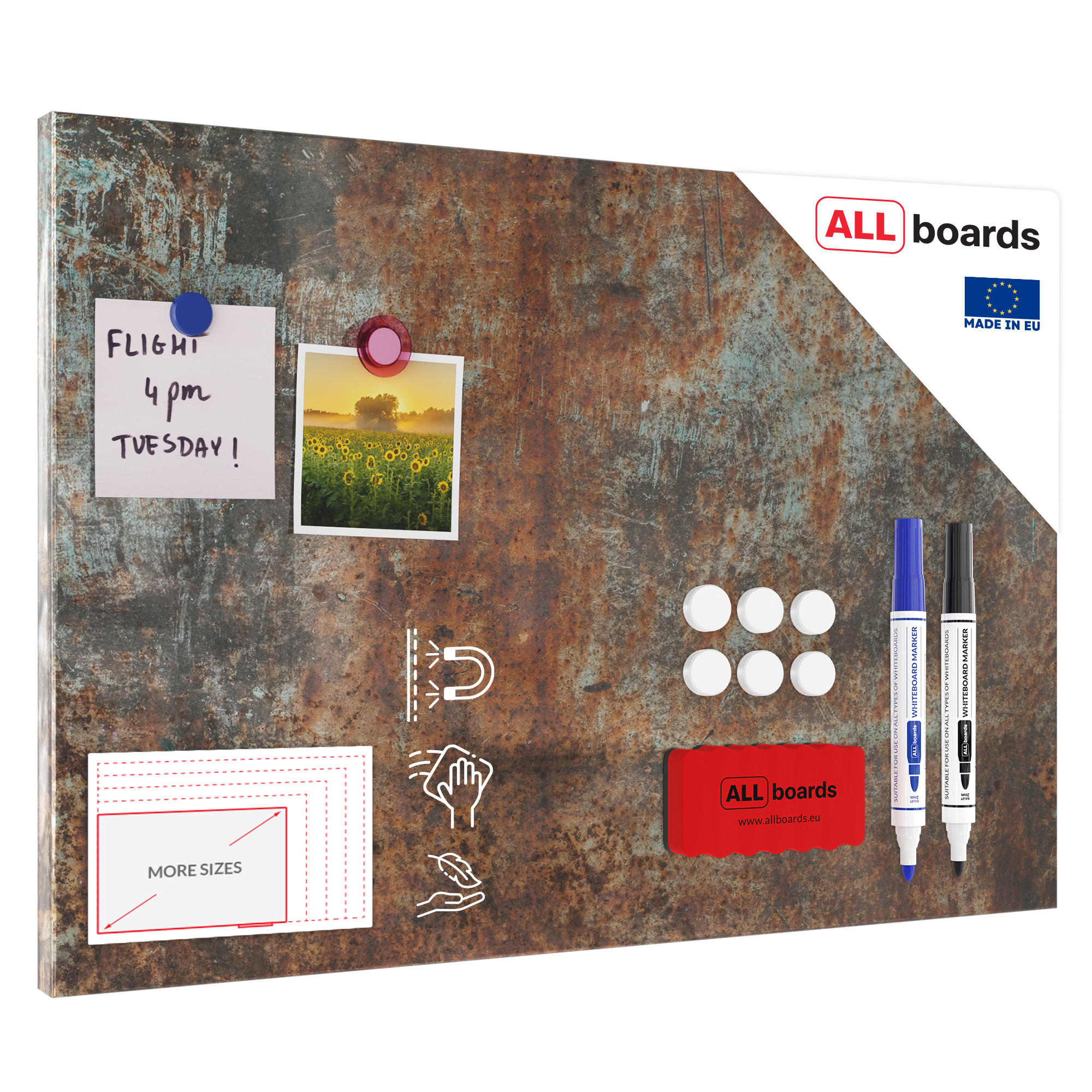 METALBOARD ROST 60x40cm + Zubehör-Set - Rotbraun, Metall (60/40/1.8cm) - ALLboards