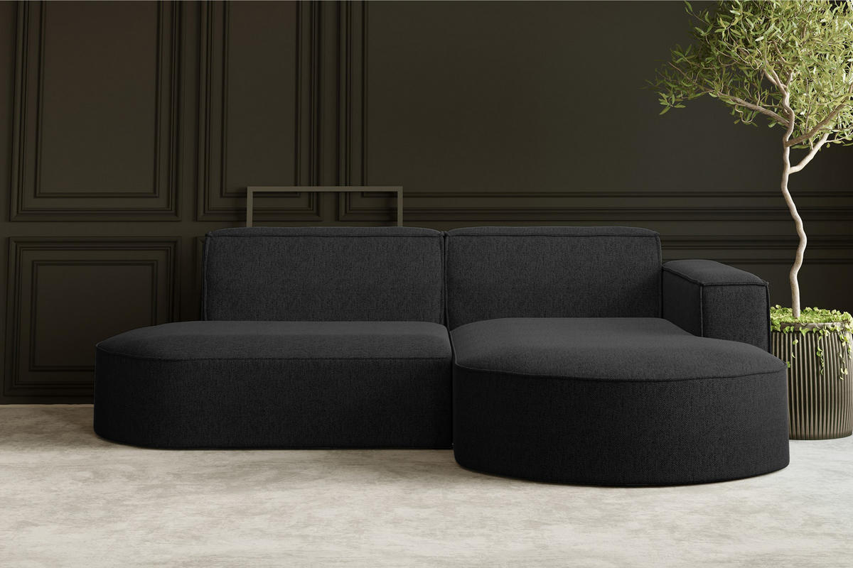 ECKSOFA MODENA L STUDIO Stoff Verita Anthrazit Rechts - Schwarz, Holz (236/165cm) - Kaiser Möbel