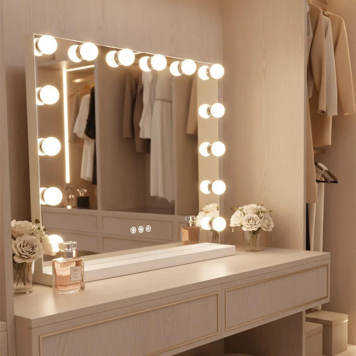 SPIEGEL Rea Led Hollywood White - Weiß, Glas (45/12/58cm) - REA