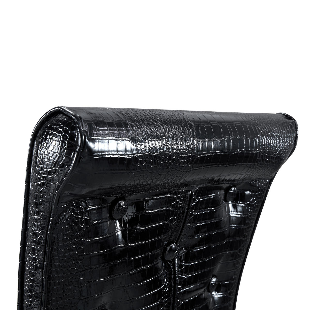 STUHL-SET DE-36773 2 Stück mit Krokodil-Prägung und Kristallknopf-Details Schwarz - Schwarz, Metall (42/101/61.5cm) - ComfortXL