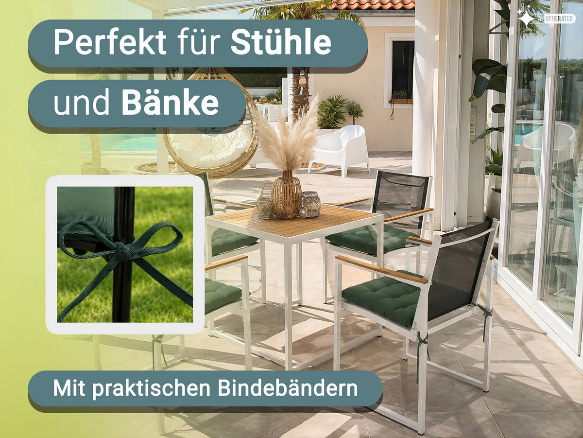 STUHLKISSEN, 4er-Set, 40x40 cm, Grün - Dunkelgrün, Textil (40/40/3cm) - Zollner