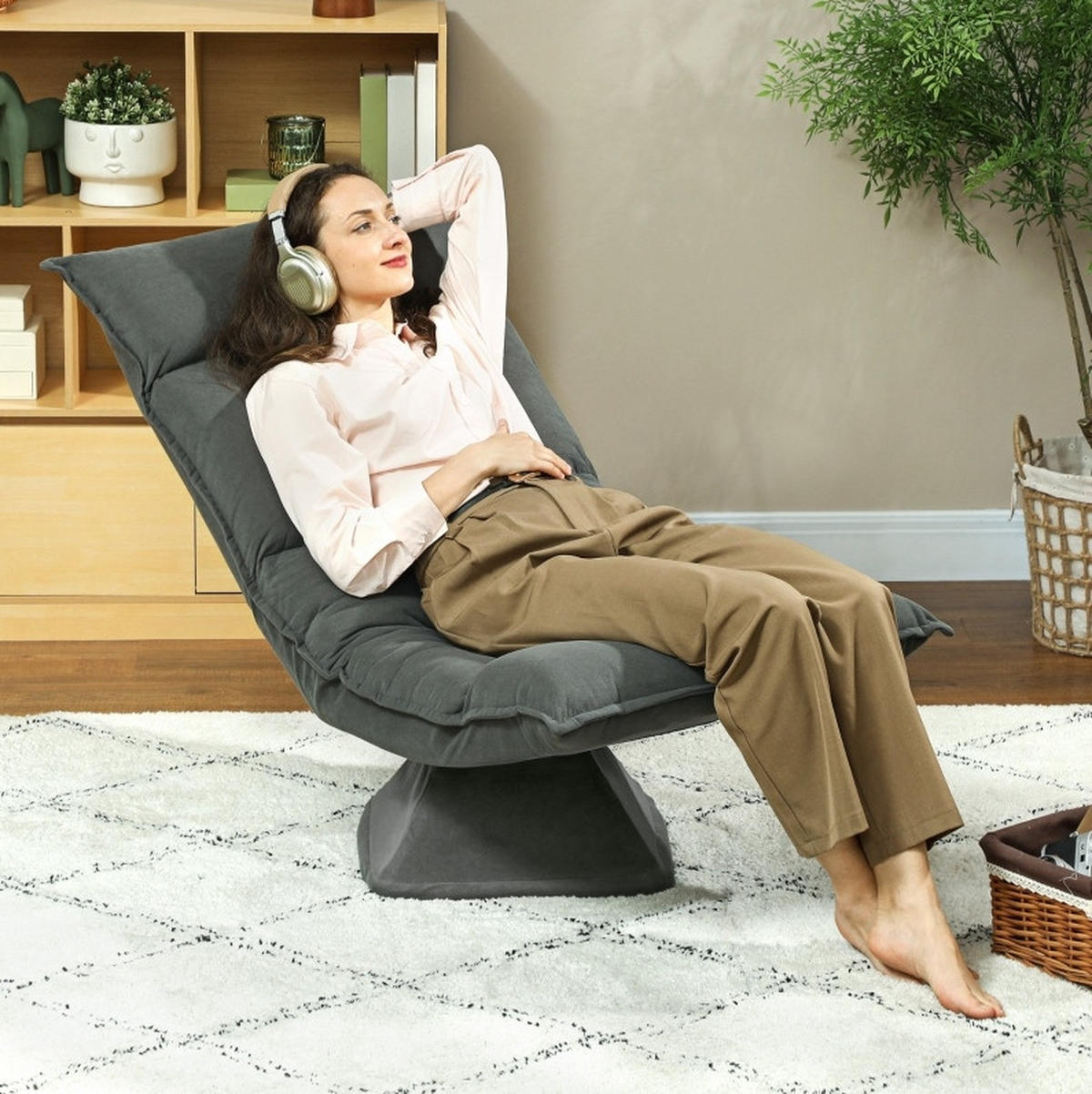 BODENSTUHL drehbar 5-fach verstellbar klappbar Polyester - Dunkelgrau, Kunststoff (62/95/70cm) - Beauniv