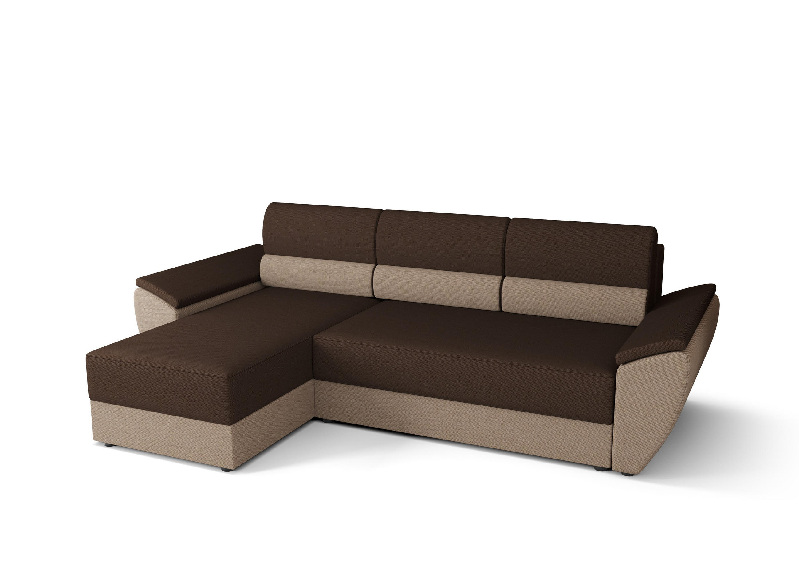 ECKSOFA L REBI L2 Rainbow 20/05 Links mit Schlaffunktion, Braun/Beige, L-Form - Beige/Braun, Textil (251/140cm)