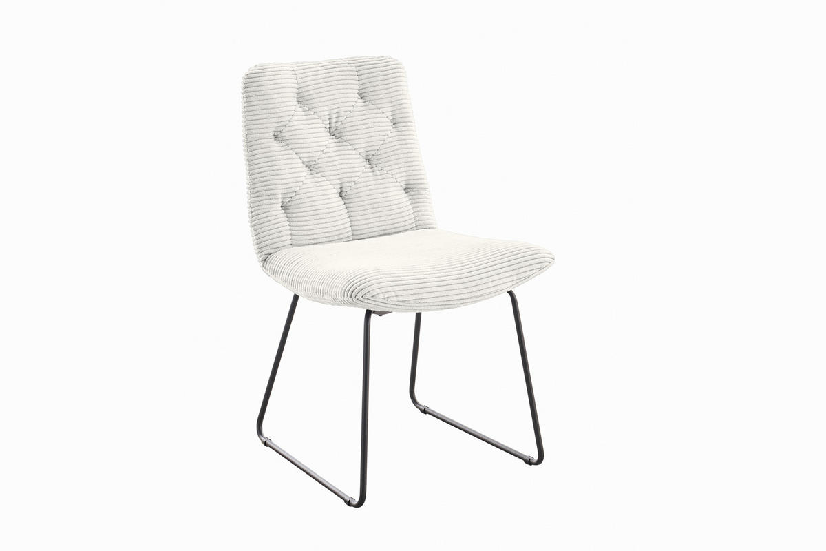 ESSZIMMERSTUHL NEW CHARME Weiß Cord - Weiß, Textil (52/87/66cm) - KAWOLA
