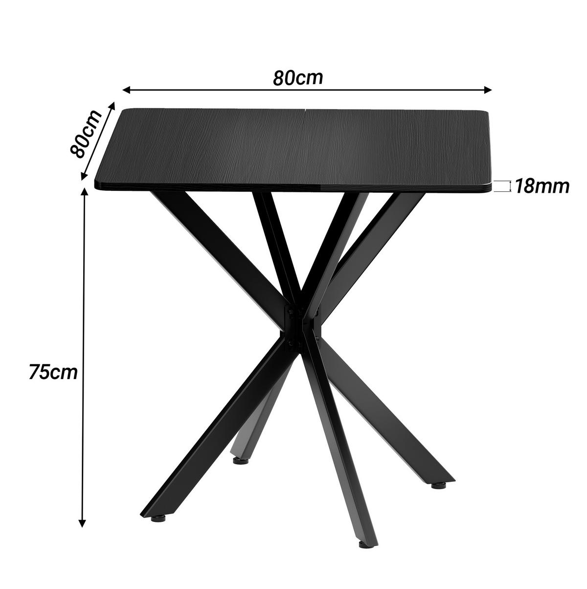 BEISTELLTISCH 80/75/80 cm Schwarz aus Eisen und Spanplatte mit höhenverstellbaren Füßen - Schwarz, Holzwerkstoff (80/80/75cm) - OKMYHOME