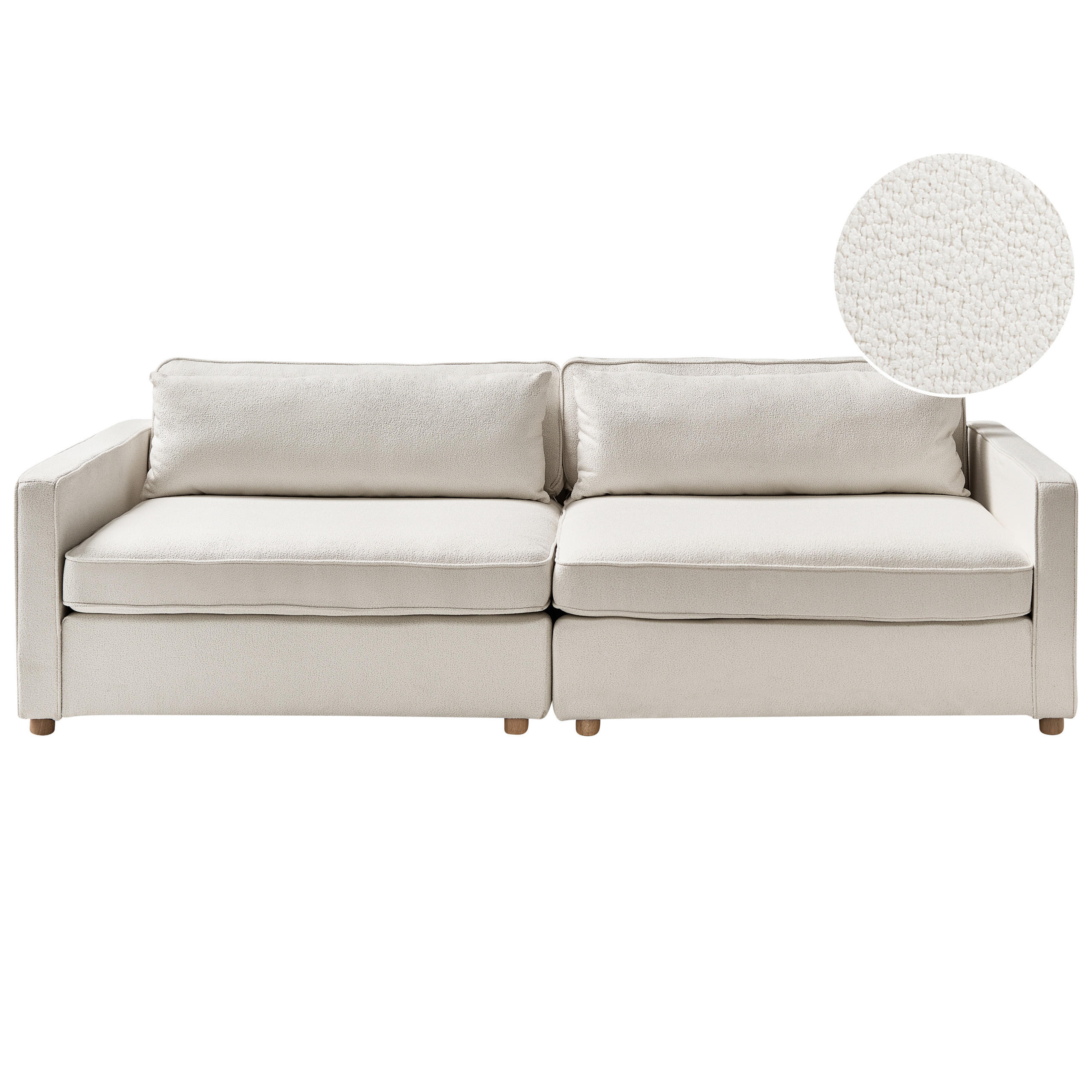 3-SITZER-SOFA Bouclé cremeweiß Vinstra - Hellbraun/Weiß, Textil (250/80/125cm) - Beliani