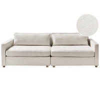 3-SITZER-SOFA Bouclé cremeweiß Vinstra - Hellbraun/Weiß, Textil (250/80/125cm) - Beliani