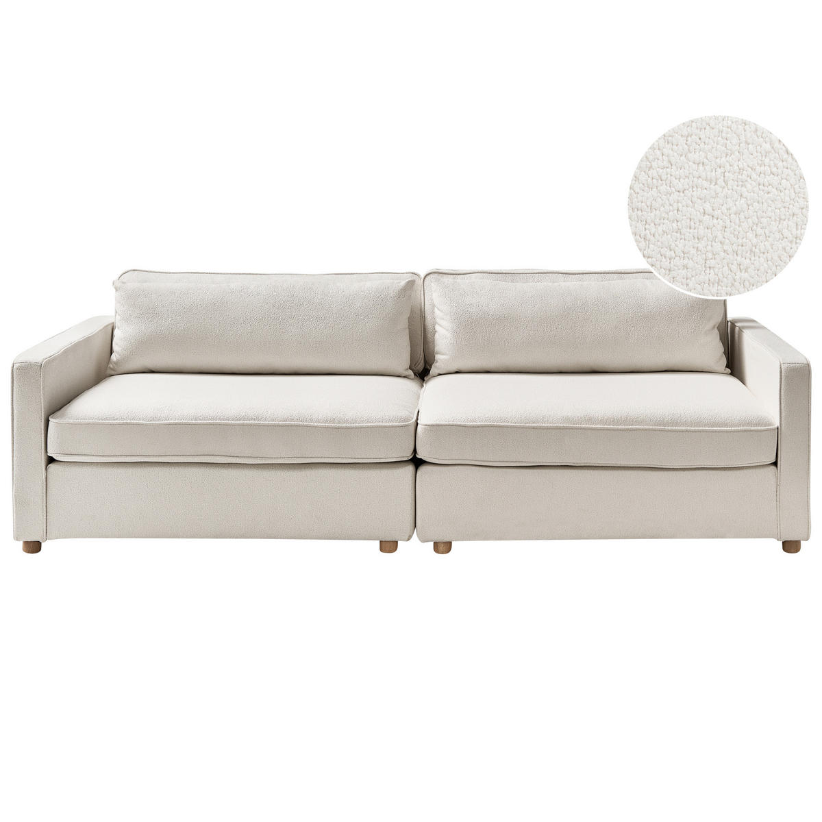 3-SITZER-SOFA Bouclé cremeweiß Vinstra - Hellbraun/Weiß, Textil (250/80/125cm) - Beliani