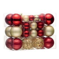 CHRISTBAUMKUGELN 50-teiliges Set Rot Gold - Multicolor, Kunststoff (8/8/8cm)