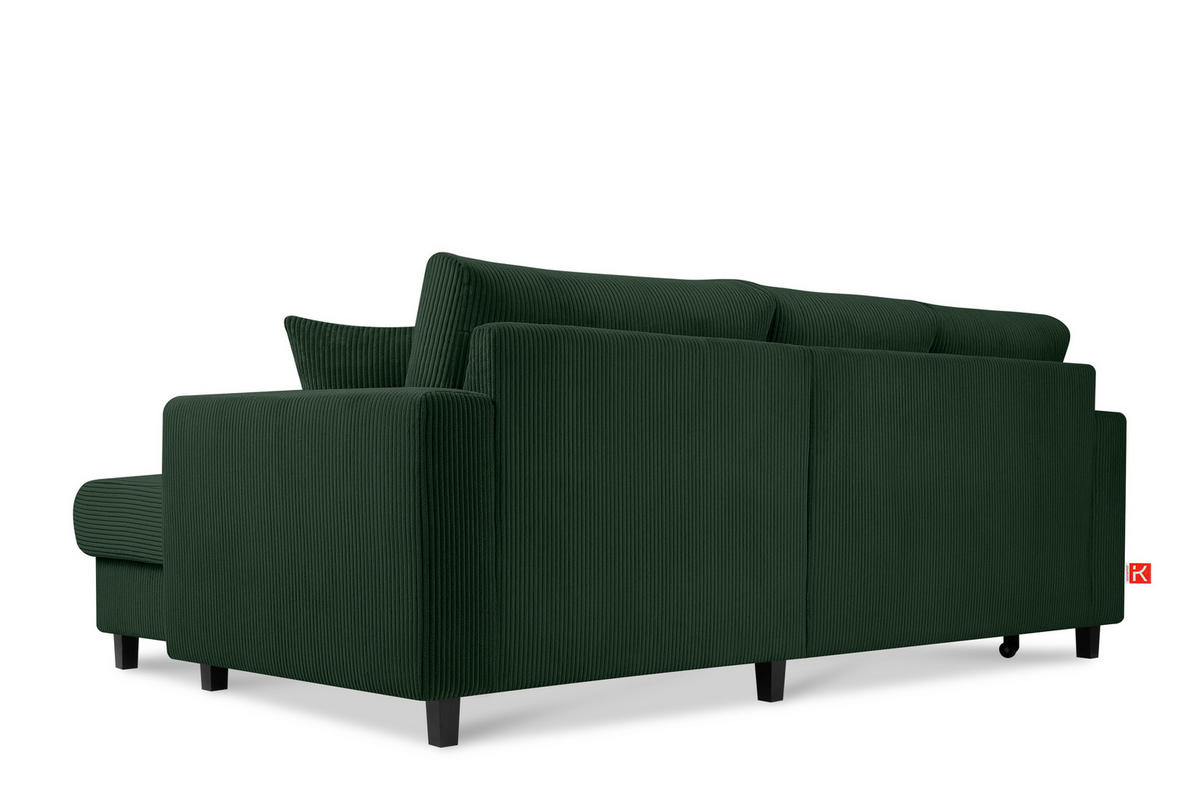 ECKSCHLAFSOFA EGRET Rechts mit Bettkasten, Cord-Stoff, dunkelgrün - Dunkelgrün, Textil (234/90cm) - KONSIMO®