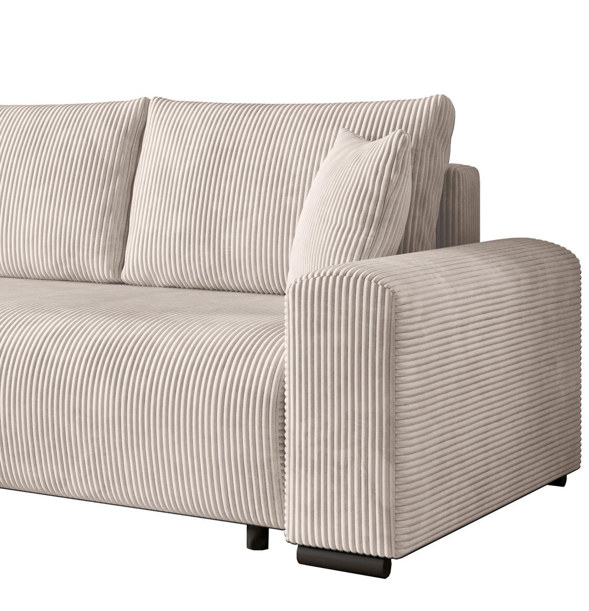 ECKSOFA Nelly mit Bettkasten und Schlaffunktion, Cordstoff in L-Form - Creme, Textil (270/185cm)