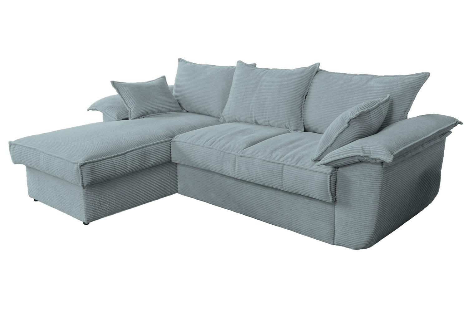 ECKSOFA DAMETO Hellblau Cord - Schwarz/Hellblau, Kunststoff/Textil (266/174cm) - KAWOLA