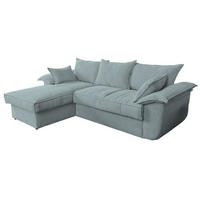 ECKSOFA DAMETO Hellblau Cord - Schwarz/Hellblau, Kunststoff/Textil (266/174cm) - KAWOLA