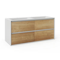 DOPPELWASCHTISCH - 120 cm x 45.6 cm - Keramik, Holz, Platte - Naturfarben Hell, Weiß - LANNICK - Naturfarben/Weiß, Keramik/Holz (120/55/45.6cm) - Vente-Unique