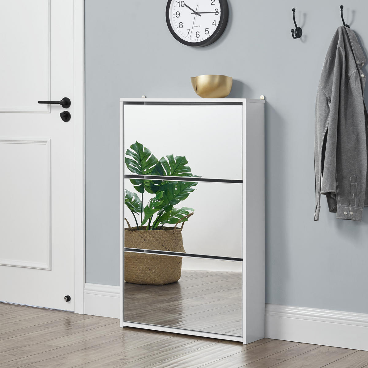 SCHUHKIPPER Lund - Weiß, Holzwerkstoff (17/102.5/63cm) - [en.casa]