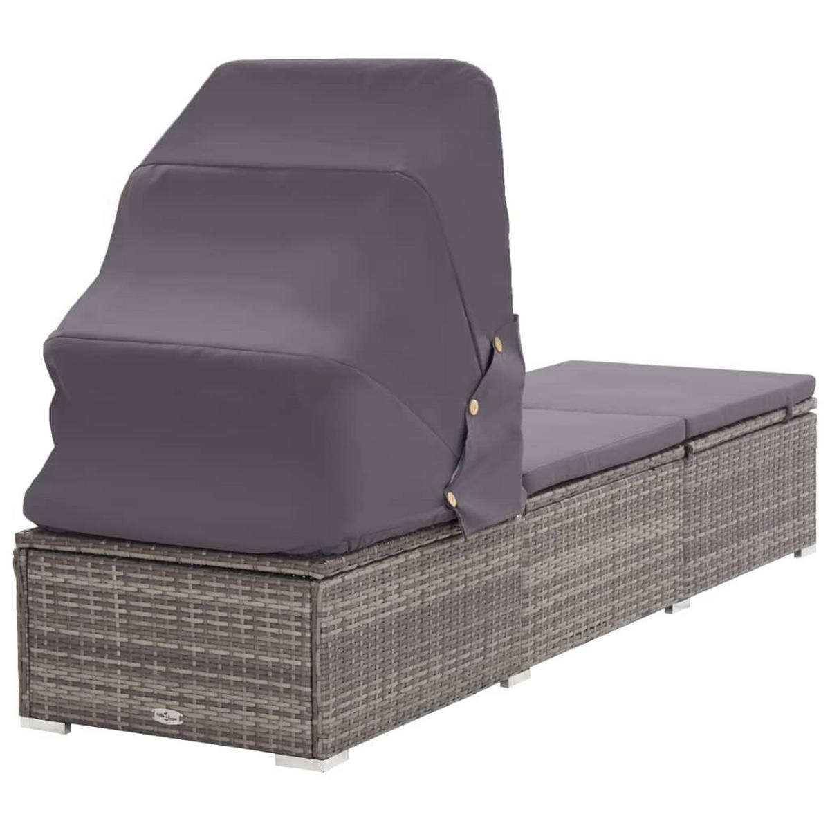 SONNENLIEGE mit Sonnenschutz und Auflagen Poly Rattan Grau - Grau, Kunststoff (60/110/195cm) - furnicato