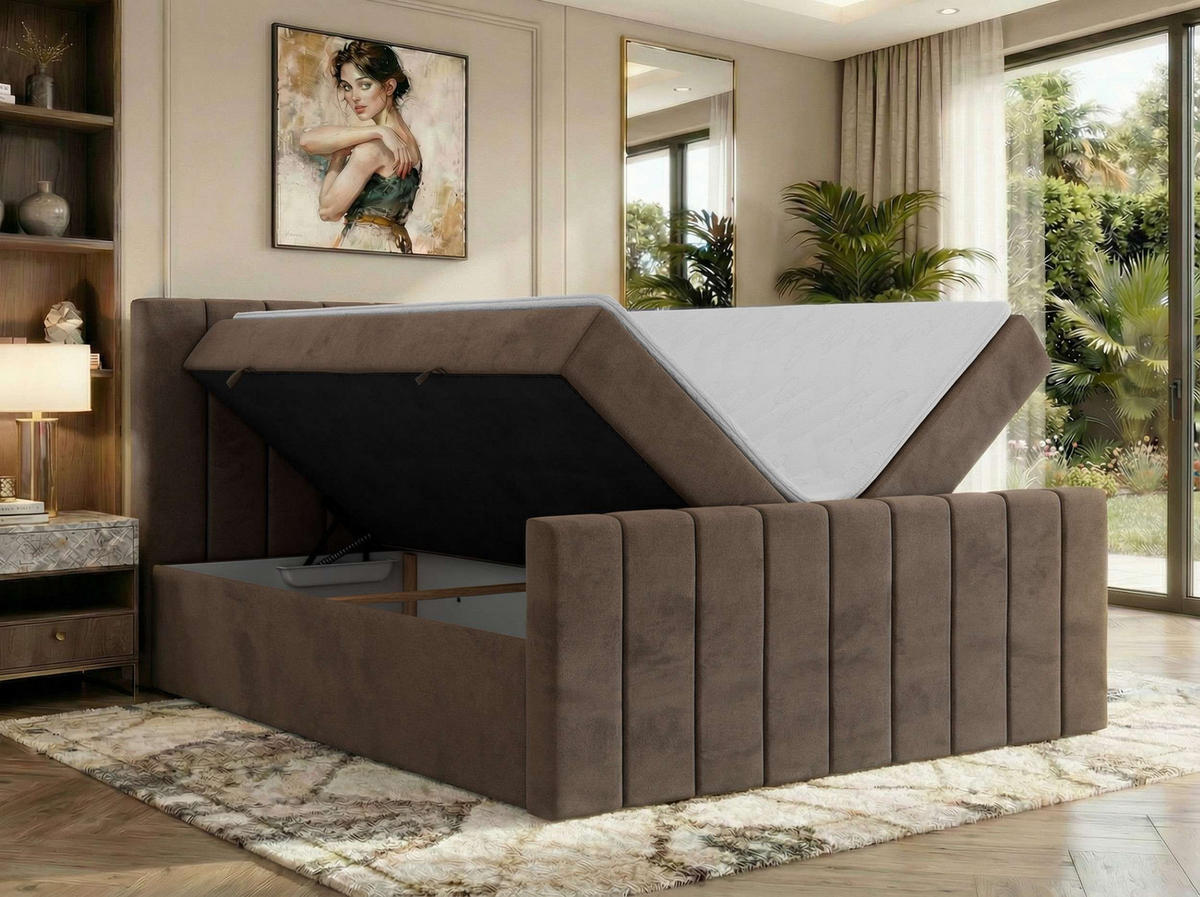 BOXSPRINGBETT ALVER DUO 200/200 - Braun Velvet - H3 - Braun, Textil (200/200cm) - MKS