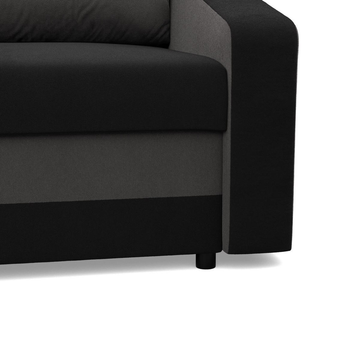 SOFA 3-SITZER MIT SCHLAFFUNKTION ORION, Schwarz + Grau - Schwarz/Grau, Textil (220/85/92cm)