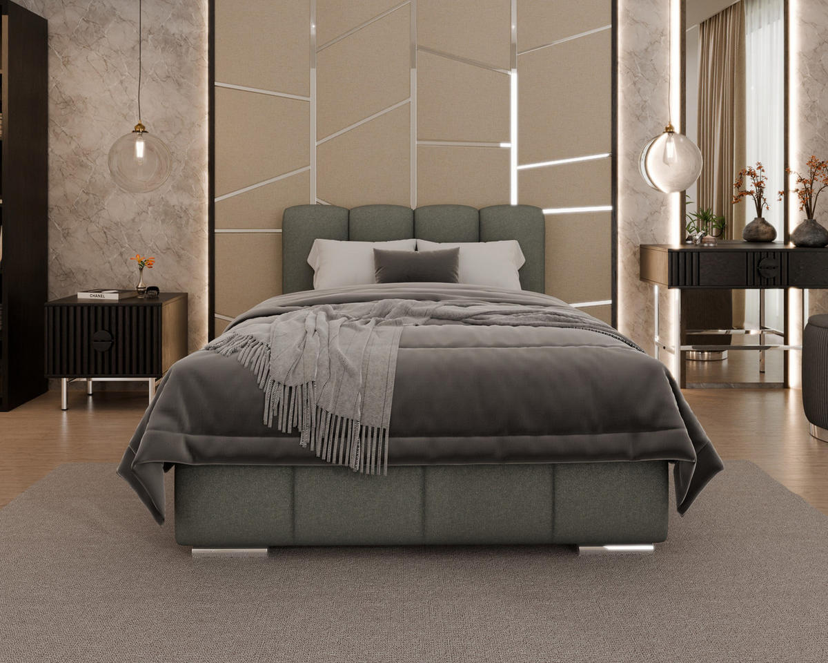 POLSTERBETT Zaira 120x200cm – Elegantes Polsterbett für modernen Wohnstil , ohne matratze, grau - Grau, Holz (90/200cm) - Homesy