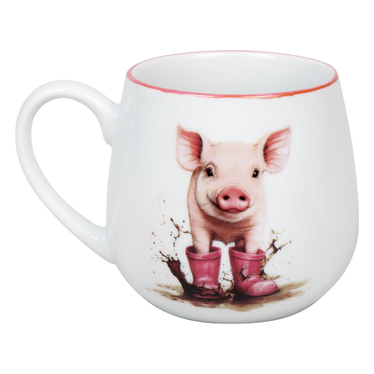 KUSCHELBECHER Tapsiges Schweinchen - Naturfarben, Keramik (0.4L) - Könitz