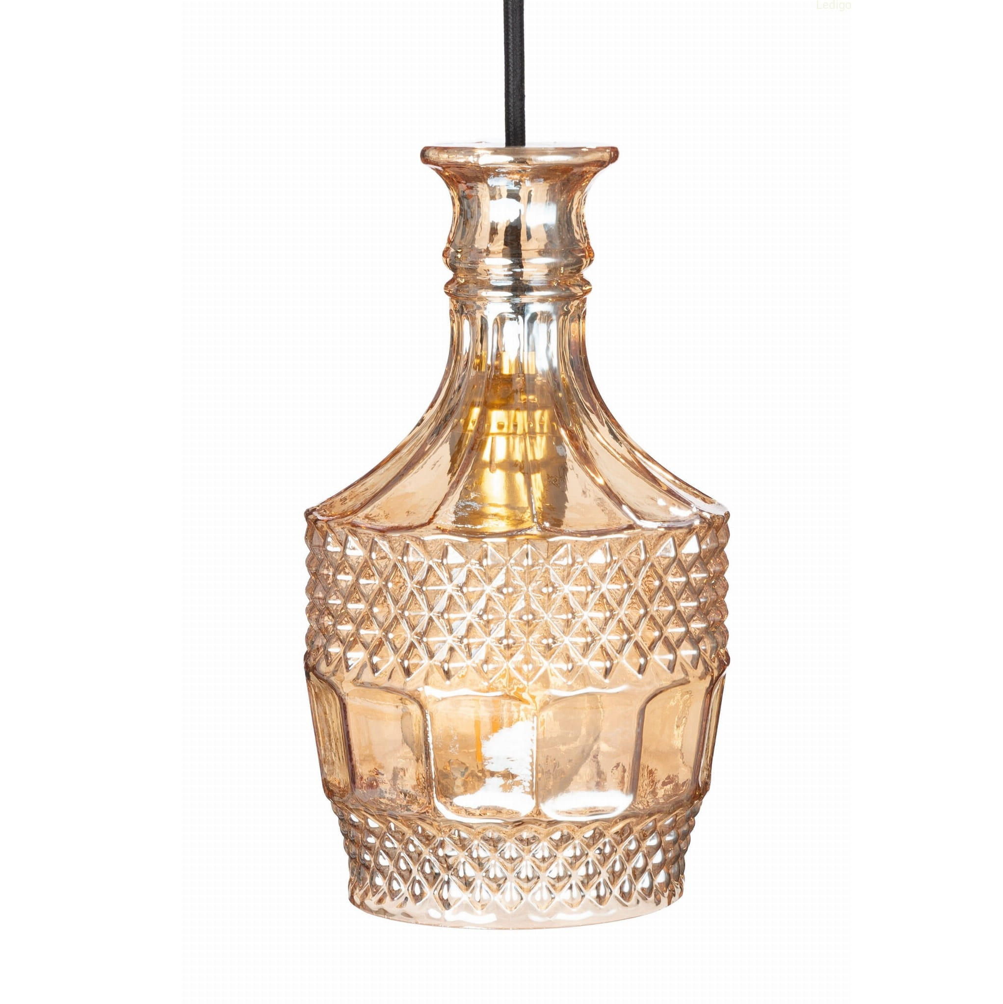 PENDELLEUCHTE Paris - Bernsteinfarben/Schwarz, Glas/Metall (13/13/113cm) - kiki design