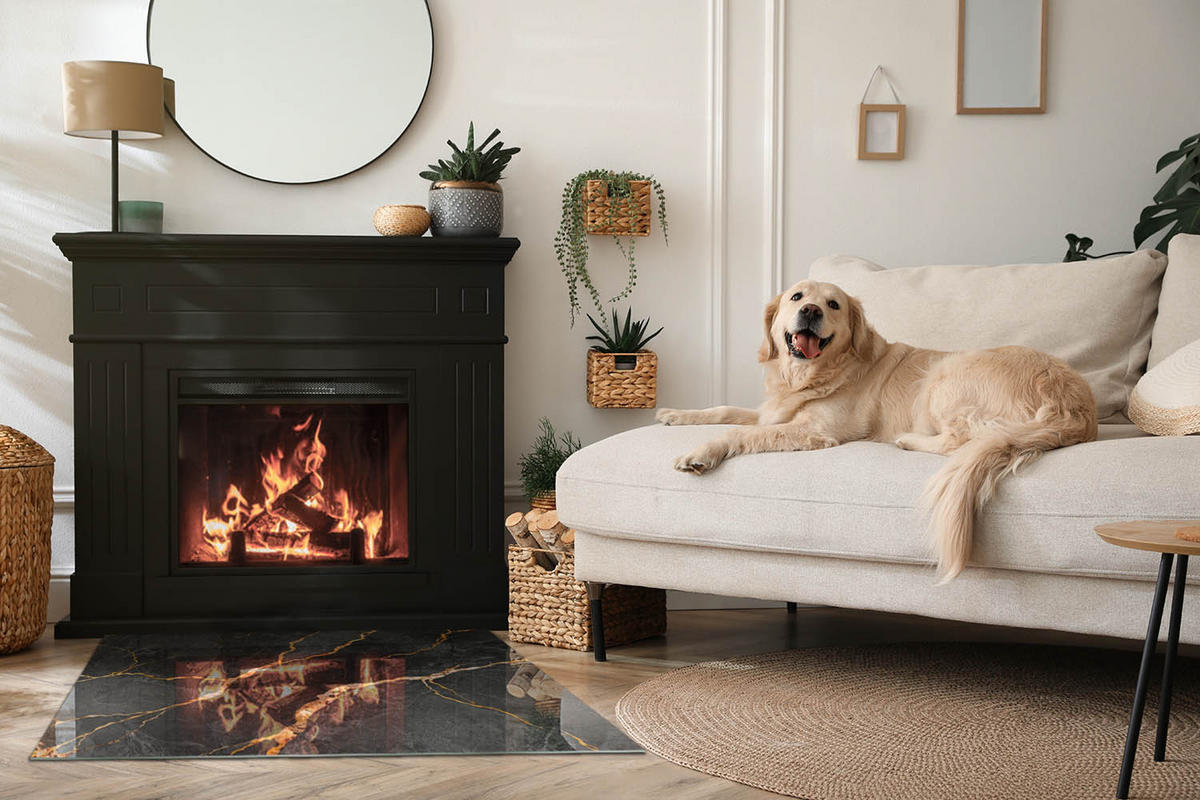 GLASPLATTE für Kamin 100x70 cm - Schwarz, Glas (100/70/0.4cm) - TULUP