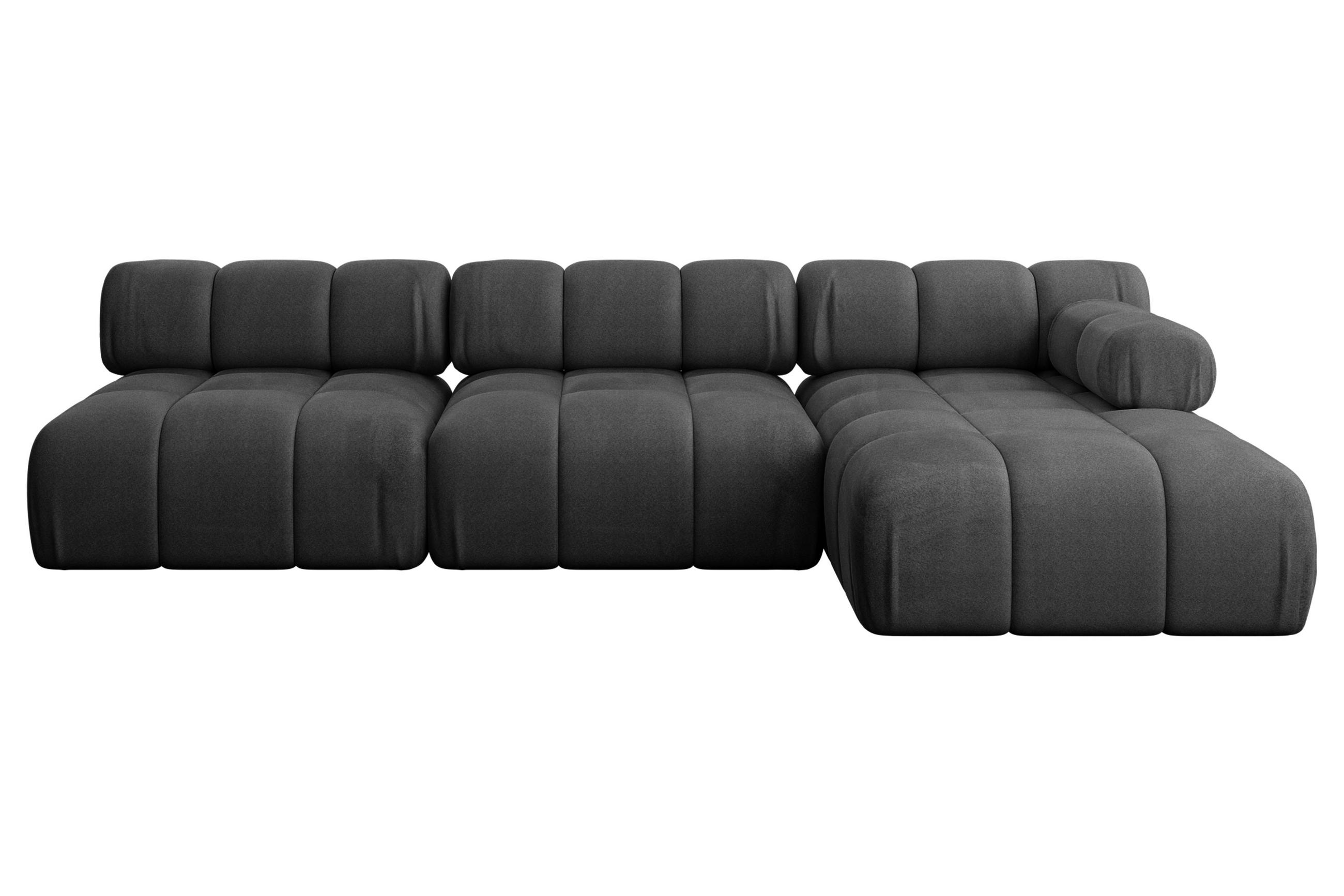ECKSOFA modulares Sofa Razon-L2 - 285x160x70 cm Schwarz Velours - Schwarz, Holzwerkstoff/Textil (285/160cm) - ALTDECOR