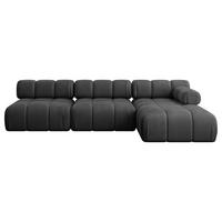 ECKSOFA modulares Sofa Razon-L2 - 285x160x70 cm Schwarz Velours - Schwarz, Holzwerkstoff/Textil (285/160cm) - ALTDECOR